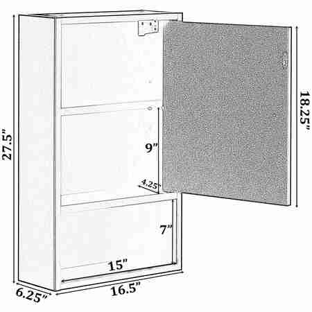 Basicwise Wall Mount Cabinet with Single Door, 2 Adjustable Shelves Medicine Organizer Storage Black QI004505.BK
